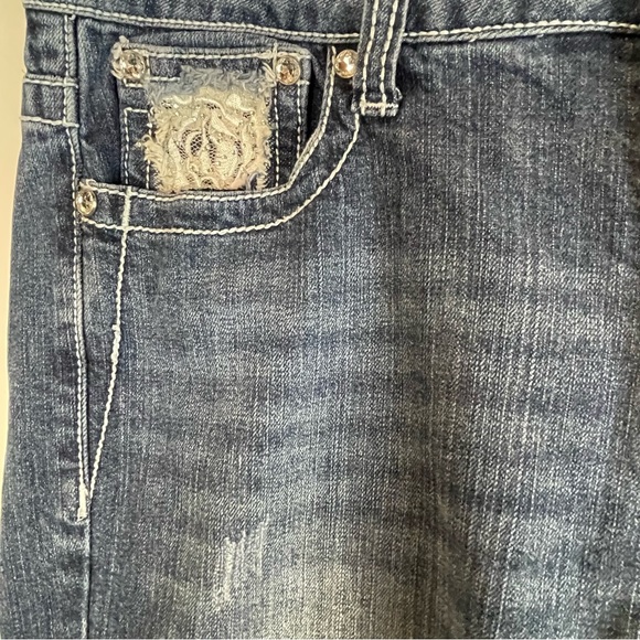 Zenim Thick Stitch Embroidered Medium Wash Denim Jeans Women’s Size 8 - Picture 4 of 15